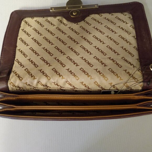 DKNY Burgundy Leather and Haircalf Clutch - NWT - Picture 6 of 11